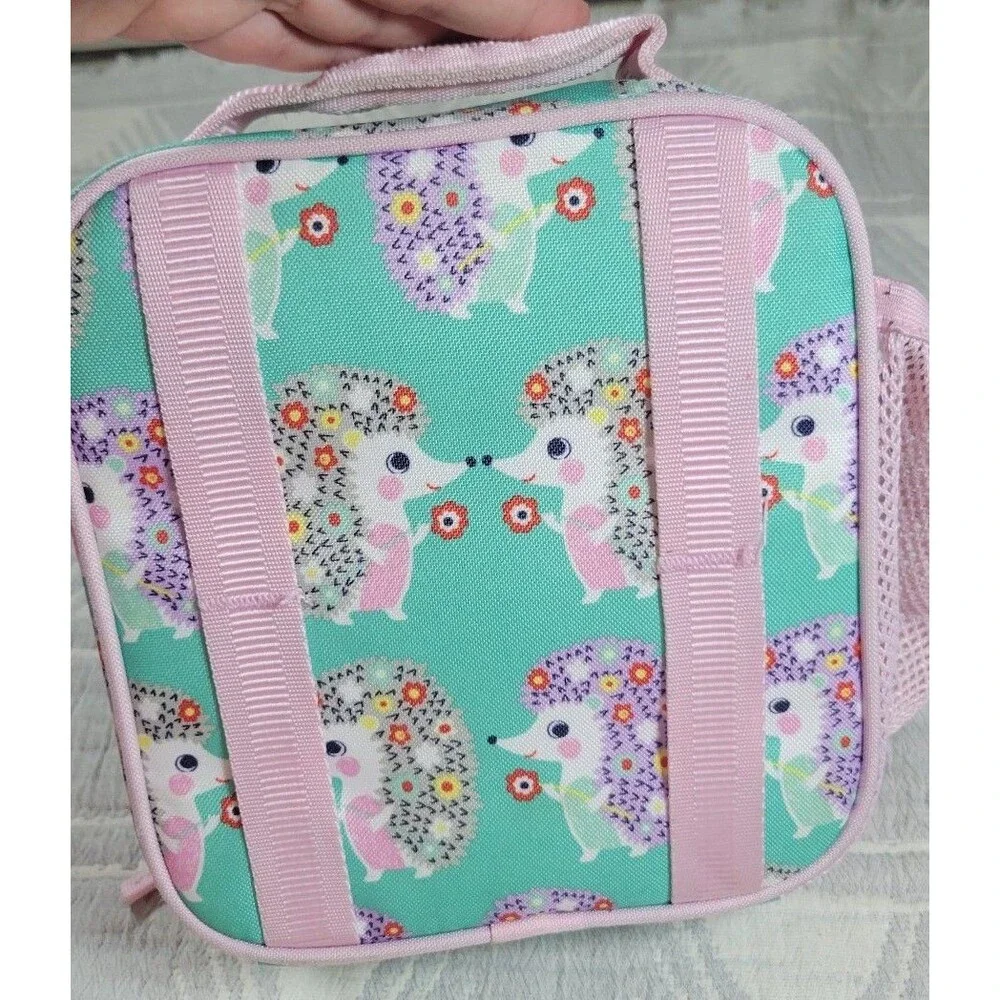 Pottery Barn Kids Hedgehog Floral Lunch Box‎ Pink Trim Personalized “Georgia
